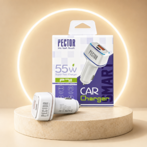 شارژر فندکی اورجینال 55 وات دو پورت PECTOR مدل P711 سوپرفست شارژ